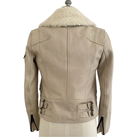 Rag & Bone Minerva Leather Removable Shearling Collar Zip Front Biker Jacket - Picture 4 of 12